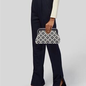 Tory Burch Blue and Cream Clutch